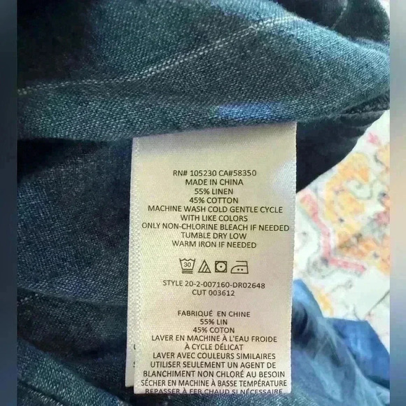 NWT Joie Blue Striped Dyer Linen Blend V-Neck Shift Tunic Dress Sz Medium - Picture 6 of 6